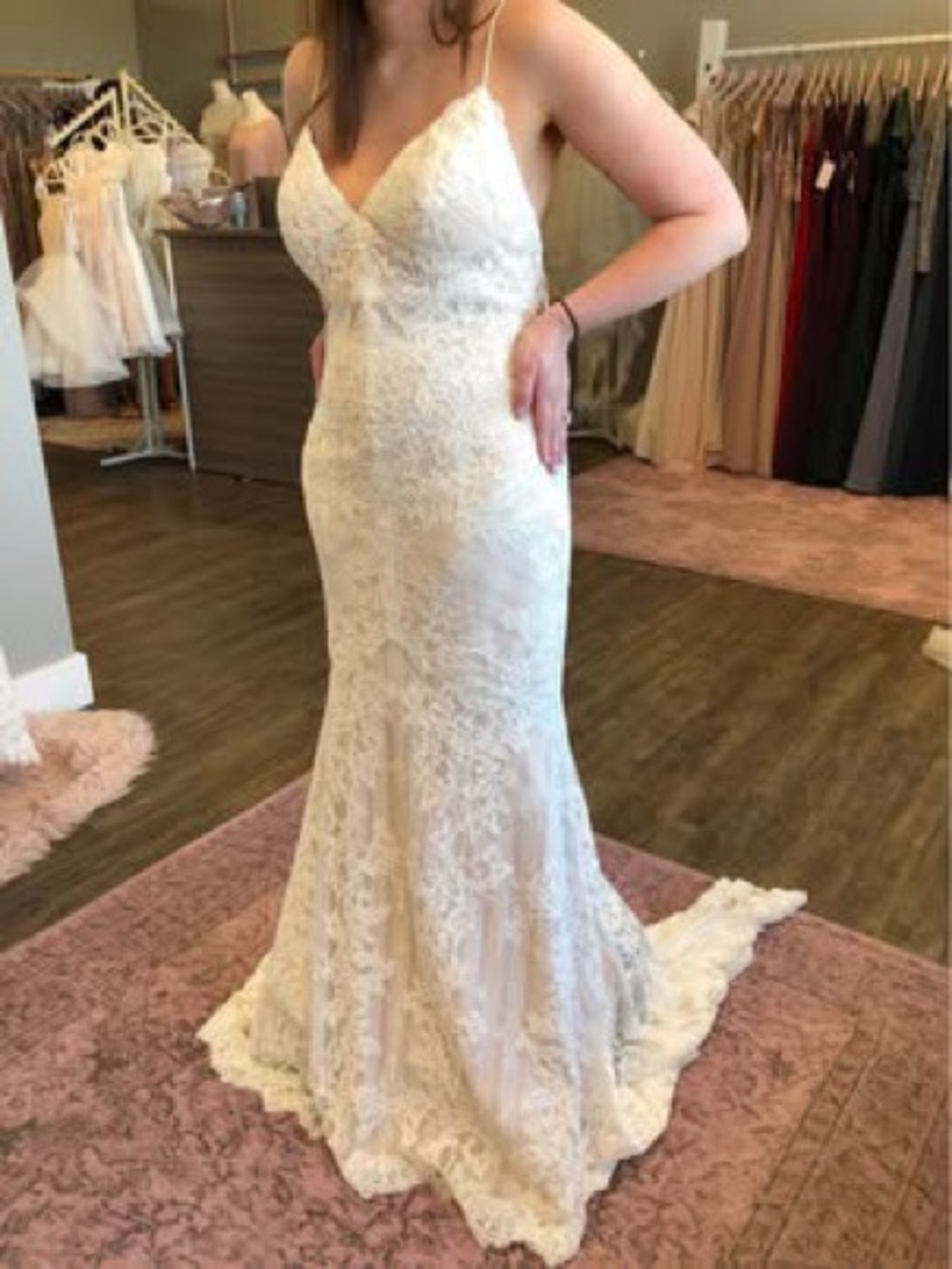 Watters Ivory Lace Spaghetti Strap Wedding Gown - Picture 4 of 5